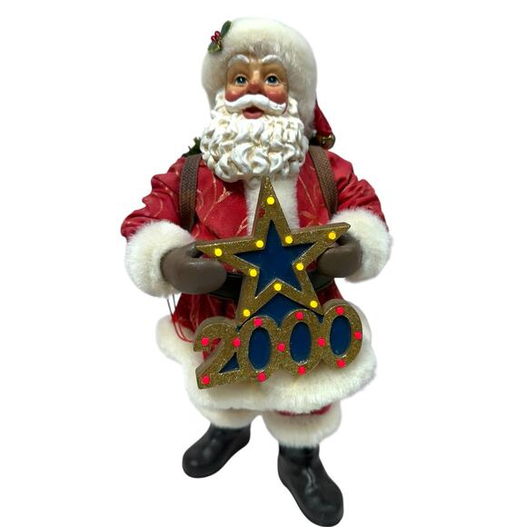 Clothtique Possible Dreams Santa GREETING THE MILLENNIUM 2000 Music Lights Works - Picture 10 of 13